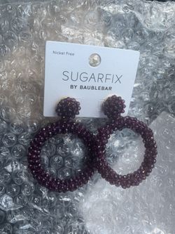 Sugarfix by Baublebar Purple Beaded Hoop Earrings - New in Box
