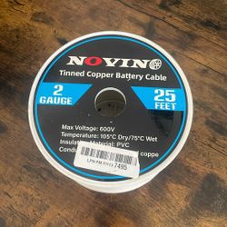 2-AWG Tinned Copper Marine Grade Battery Cable 600V  2-Gauge 25ft New Roll 