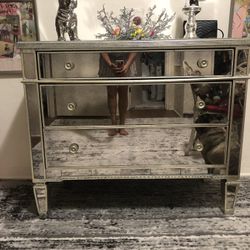 Mirrored Dresser / Accent Cabinet – Silver Glam Style