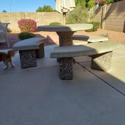 Concrete Table & Three Benches