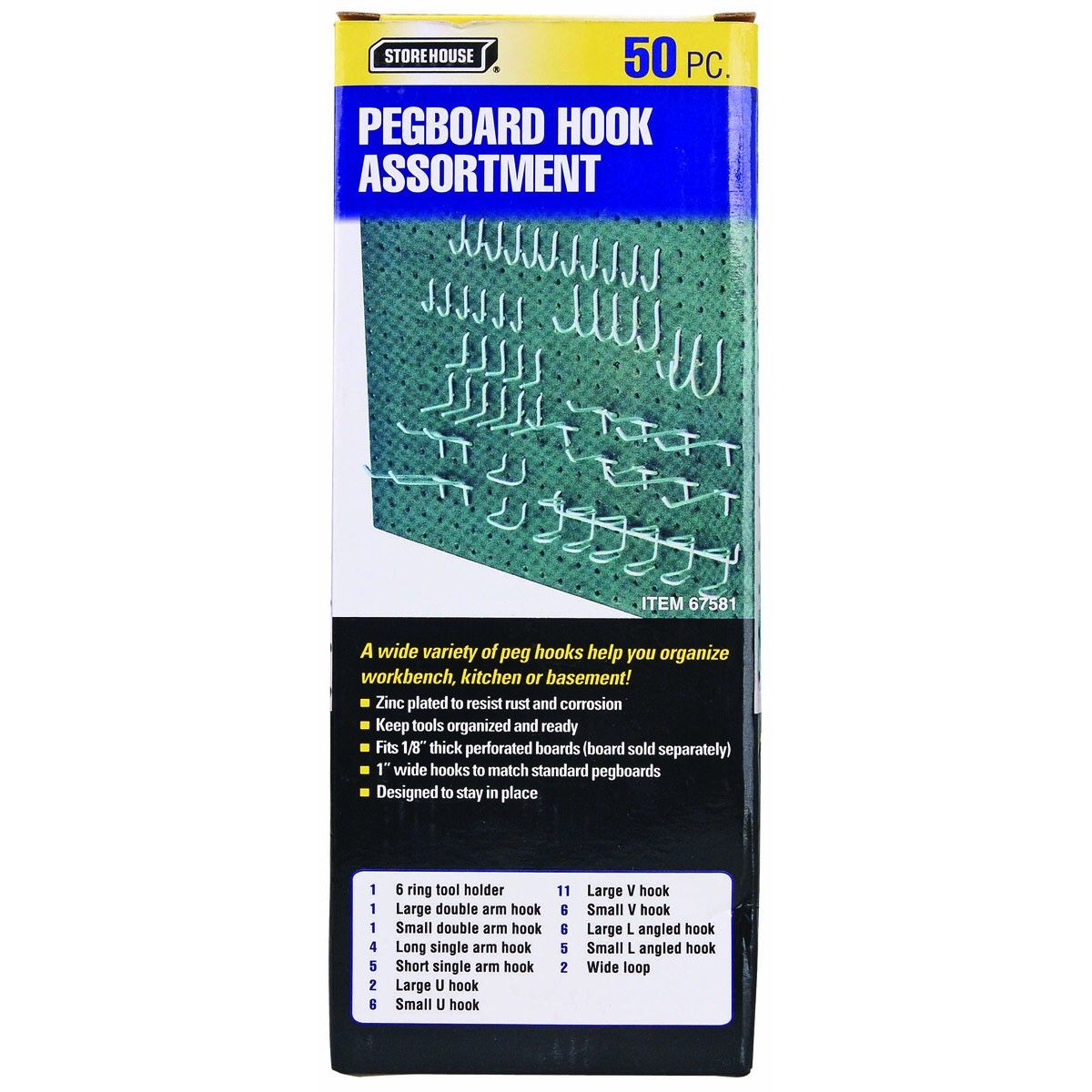 Pegboard Hook Kit, 50 Pc