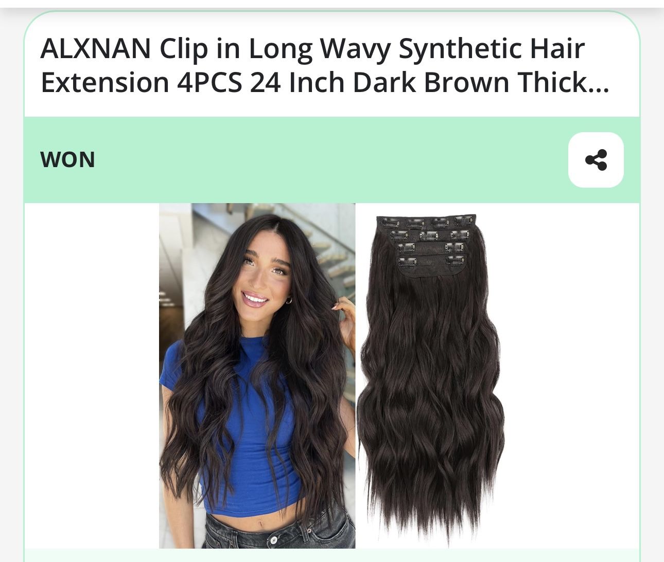 Synthetic Clip In Hair Extensions