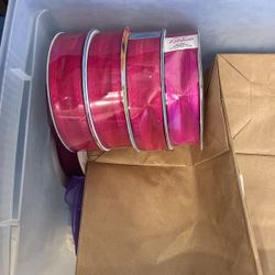 Pink Wired Floral Ribbon 