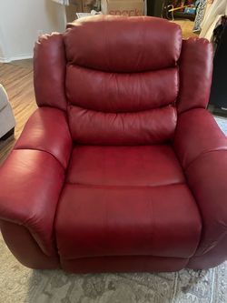 Red Leather Rocker Recliner Chair $175 OBO