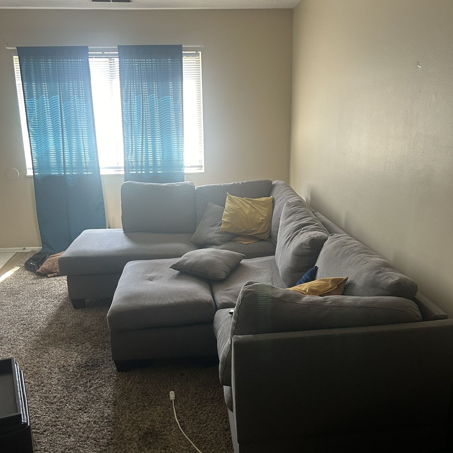 Gray Full Sofa With Ottoman