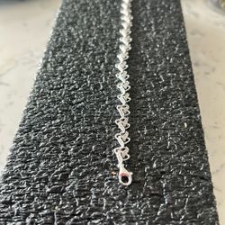 Sterling Silver Diamond Hearts Bracelet 