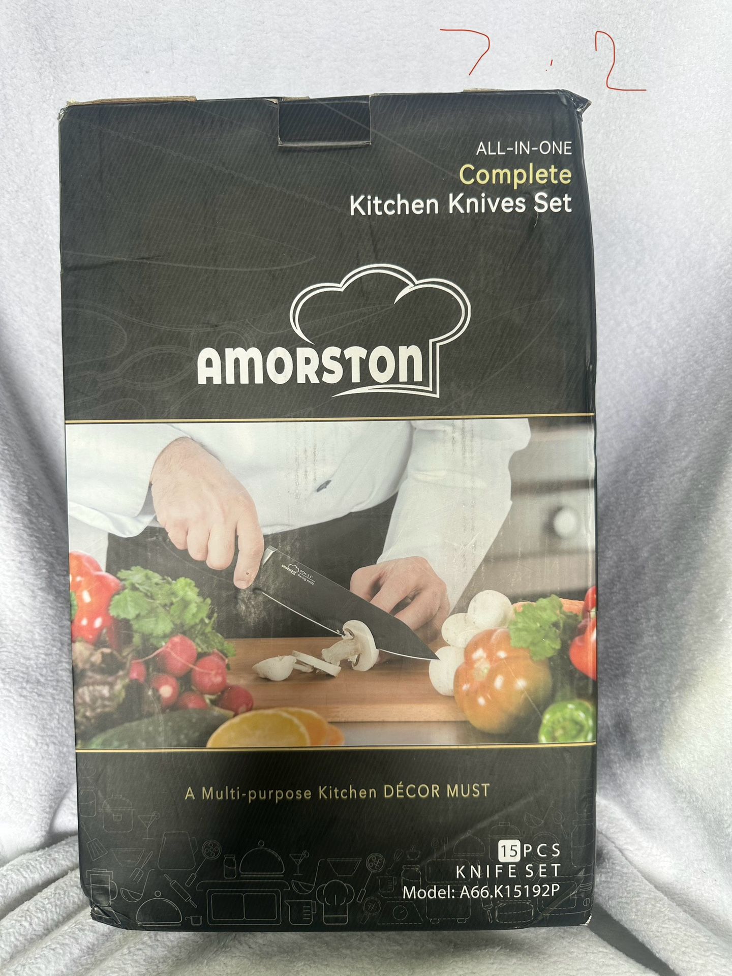 Amorston Knife Set 15 Pieces Kitchen Knife Set with Built in Knife Sharpener