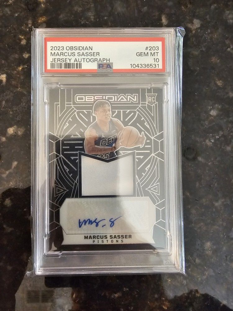 2023 OBSIDIAN MARCUS SASSER JERSEY AUTOGRAPH PSA 10 (POP 1)