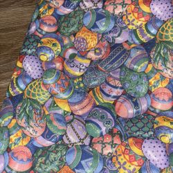 90s Vintage 3 Yards Cranston Easter Egg Cotton Fabric  Pastel 