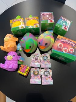 Needoh, Squeezy, Clickee, clicky, clicker, and squish toys