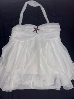 White Halter Ruffle Top with Starfish Detail