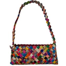 Candy Wrapper Purse Shoulder Hand Bag Handmade Colorful READ Spot Needs Repaired