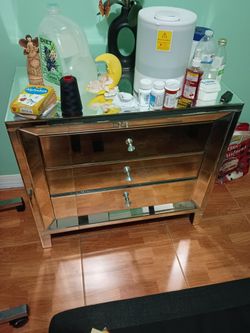 2 drawers mirror night stand