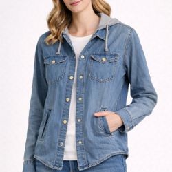 H&M Divided Denim Hooded Jacket Size 0 Blue
