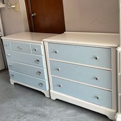 Two Dressers coastal Blue And White 