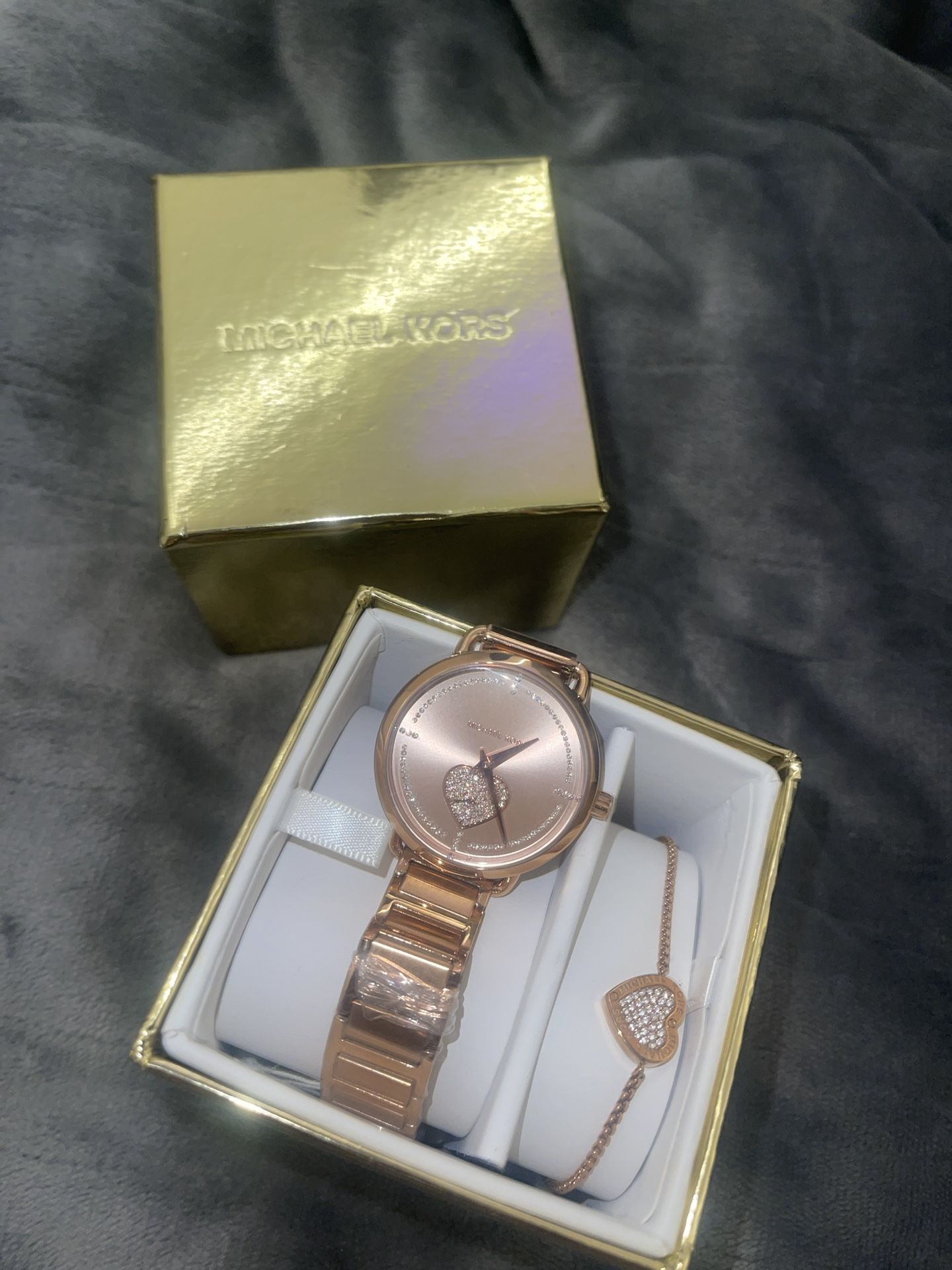 MK ROSE GOLD WATCH & BRACELET SET NEW Michael Kors MK4462 Rose Gold-Tone Stainless Steel Women main image 2