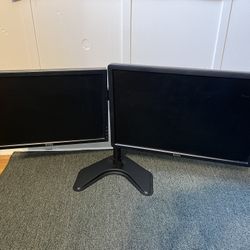2x Dell LCD Monitors With Heavy-duty Stand