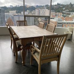 Large Wood Dining Table + 6 Chairs