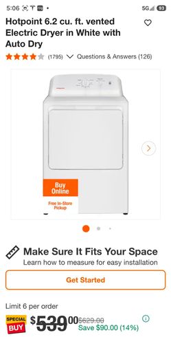 Hotpoint 6.2 cu. ft. Electric Dryer White
