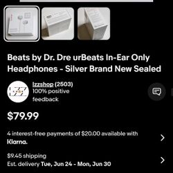 urbeats silver edition in ear high performance headphones