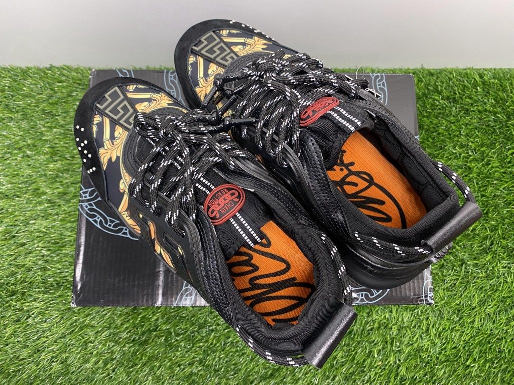 VERSACE CHAIN REACTION CENTRAL GREEK KEY PRINT BLACK NEW SNEAKERS