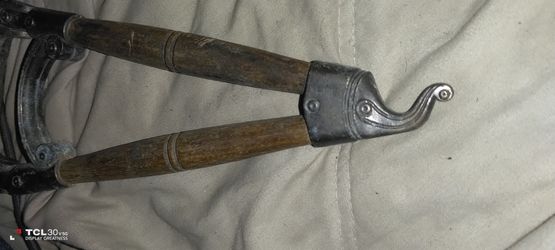 Antique Oak And Brass Plant Hanger