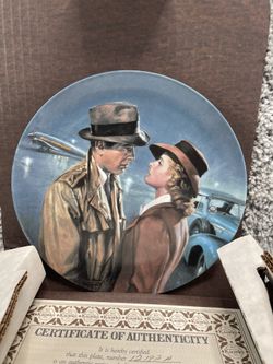 Vintage 1990 Kkowles Collector Plate Casablanca Here's Looking at You Kid Bogart
