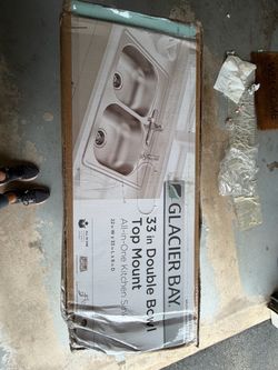 Glacier Bay 33in Double Bowl Top Mount Kitchen Sink