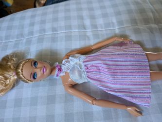Barbie Doll with Pink Striped Dress