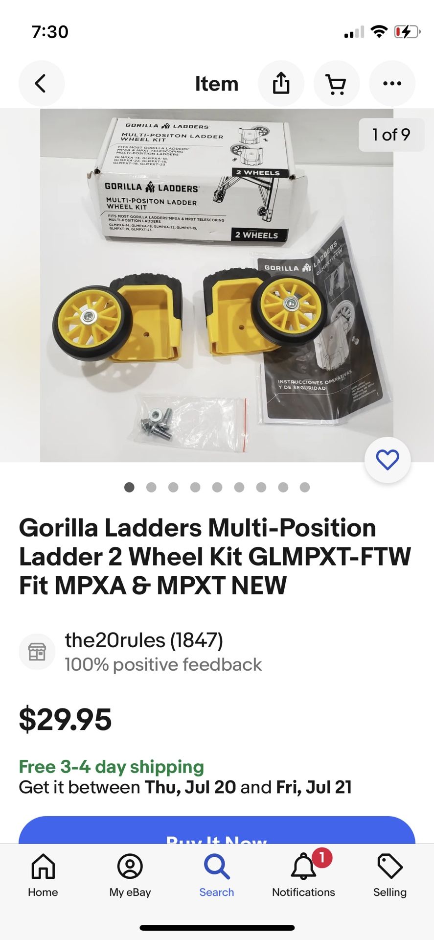 Gorilla Ladders Multi-Position Ladder 2 Wheel Kit 