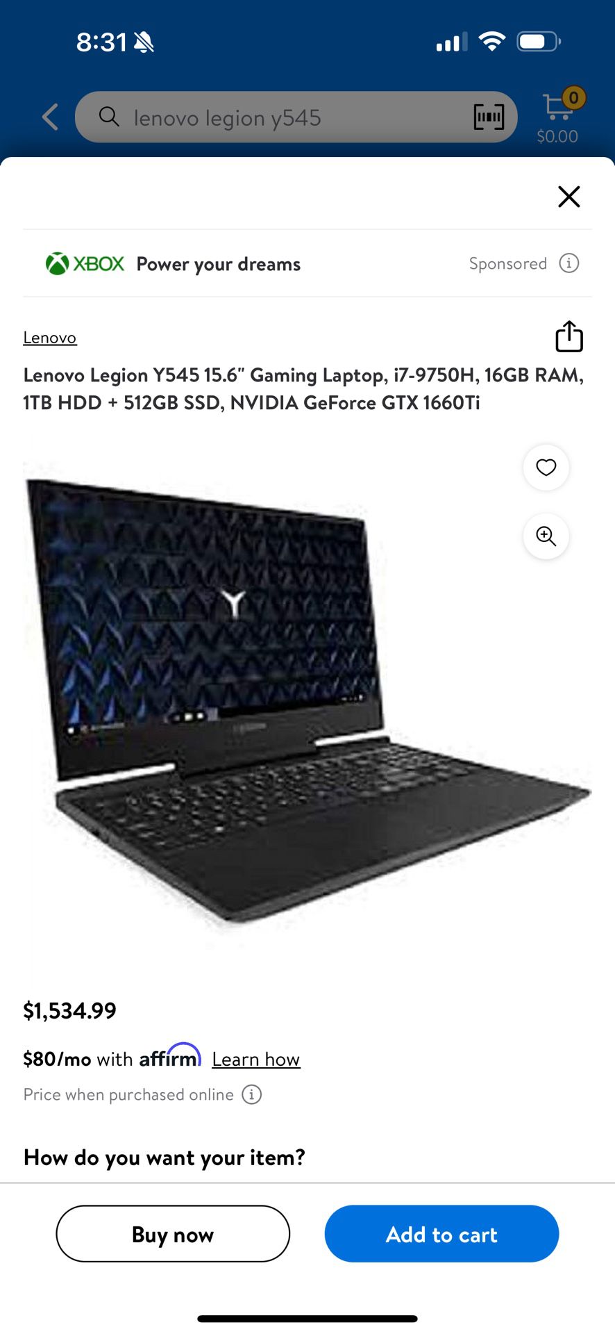 Lenovo legion Y545 Gaming Laptop