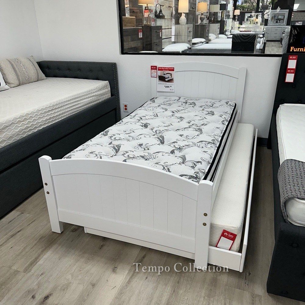 Twin Bed With Trundle, Bedroom, Platform Bed, Kids Room