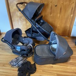 Uppababy Cruz V2 Stroller with Car Seat and Bassinet grey