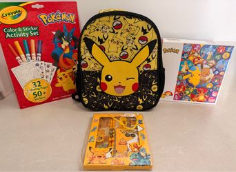 Pokemon Backpack Bundle Kids Set Pikachu Bag Puzzle Activity Set Lot