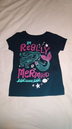 Girls I'm Really a Mermaid black T-Shirt in size 7 8 M