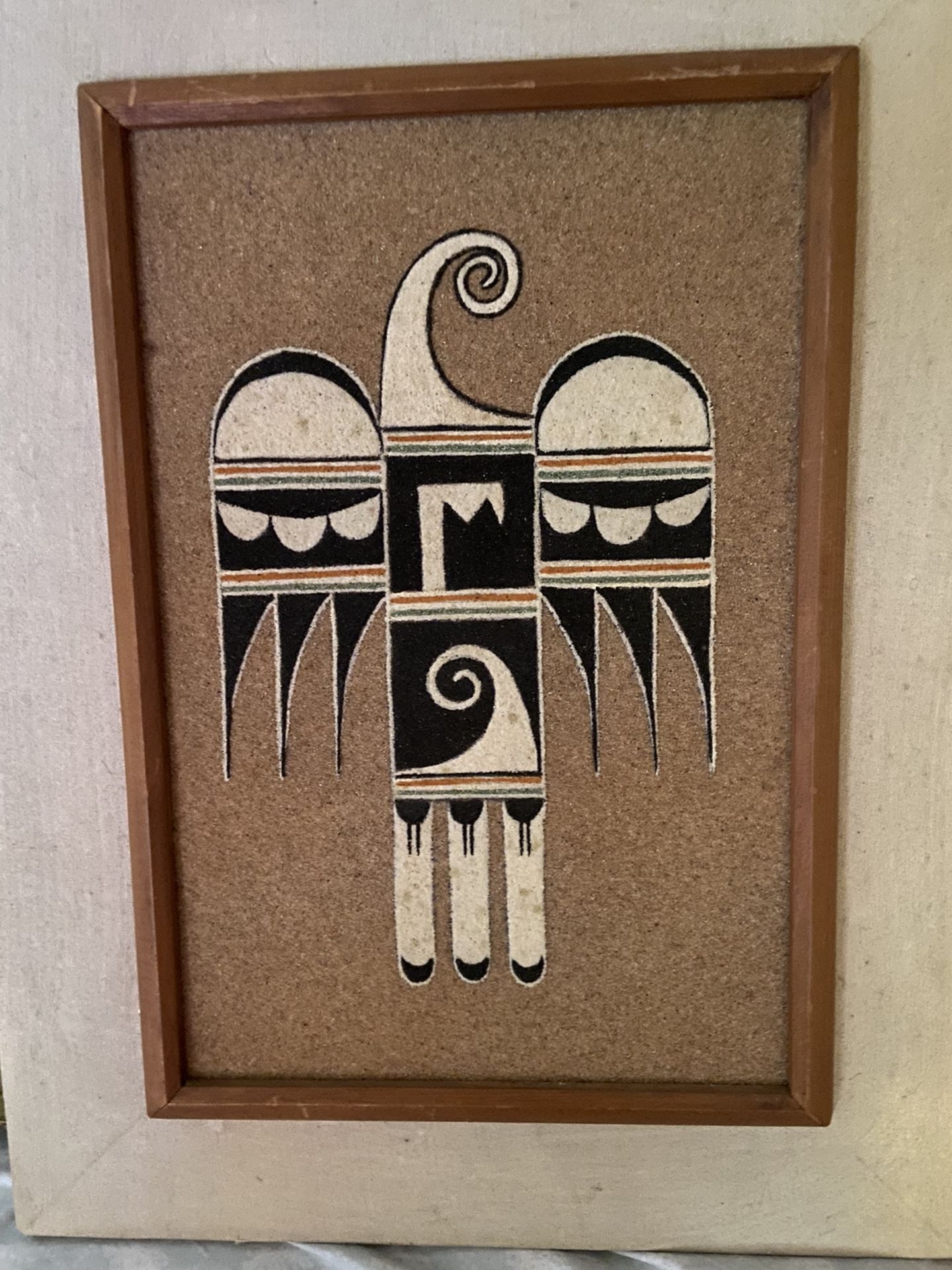 David Villasenor Rain Bird Sand Picture On Board In Hopi Style Framed And Sogned