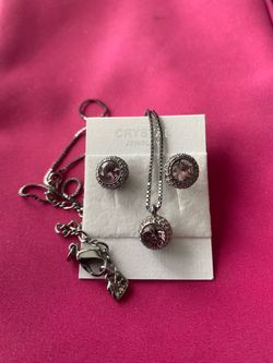 Swarovski Lilac Crystal Necklace and Earring Set