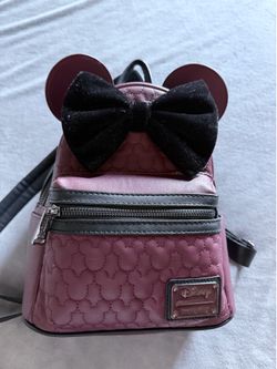 Loungefly Minnie Mouse Maroon Quilted Womens Double Strap Shoulder Bag