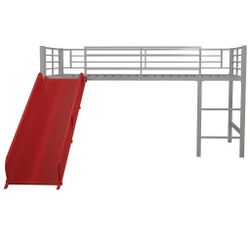 $30 Silver metal junior loft bed frame with red slide