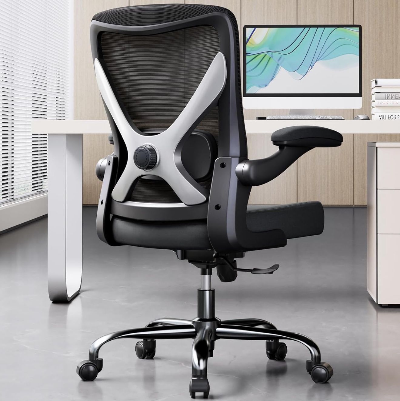 Ergonomic Office Chair - X-Shaped Computer Desk Chairs Comfy, Mesh High-Back Gaming Chair with Adjustable Lumbar Support, Executive Task Chair for Adu