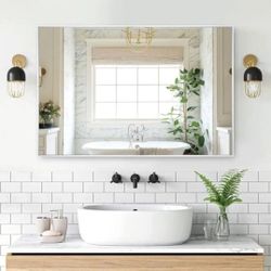 20x28 Inch Mirror~NEW~ Silver Frame Bathroom Vanity Mirror mirrors for wall decor living room Rectangle Farmhouse Mirror Horizontal/Vertical.