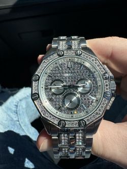 Bulova Men’s Crystal Chronograph Watch – Fully Iced Out Stainless Steel – Excellent Condition