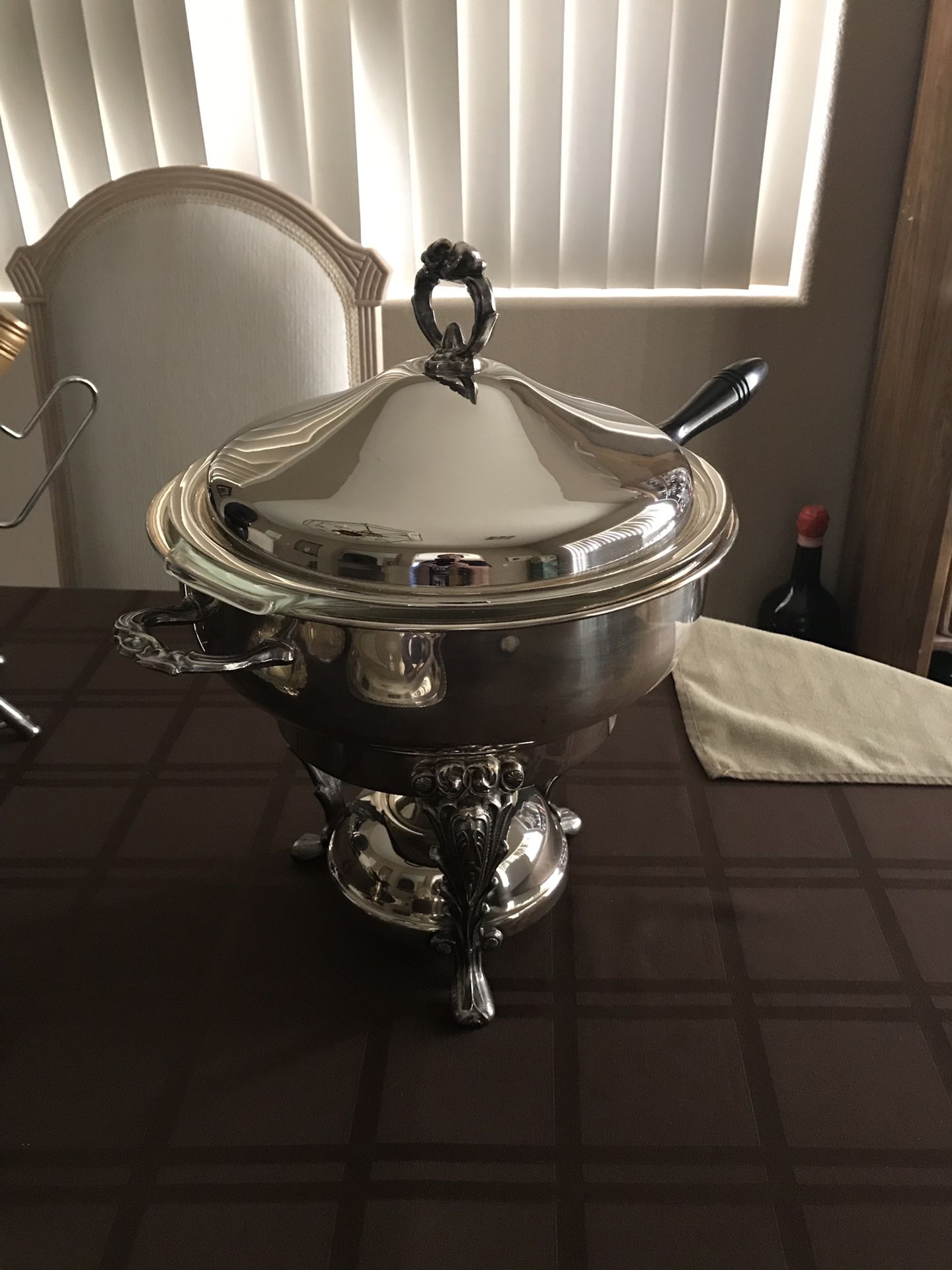 Large Silver Plated Chaffing Server with Sterno