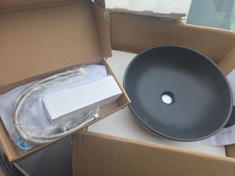 Sink Bathroom Sink Matte Black Above Counter Basin 2 new in box with faucets black