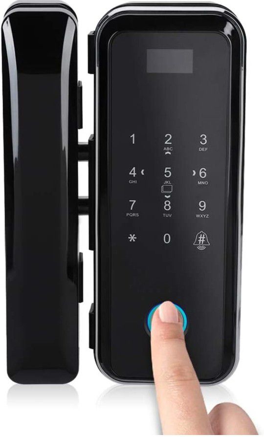 Electronic Smart Glass Door Lock Fingerprint Smart Lock Password Door Access Control System Fingerprint/Password/Swipe/Remote Unlock for Home Office

