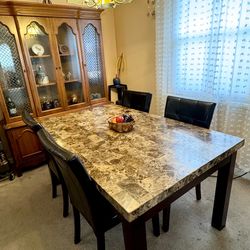 Marble Top Dining Table Set w/ 4 Chairs | Pottery Barn