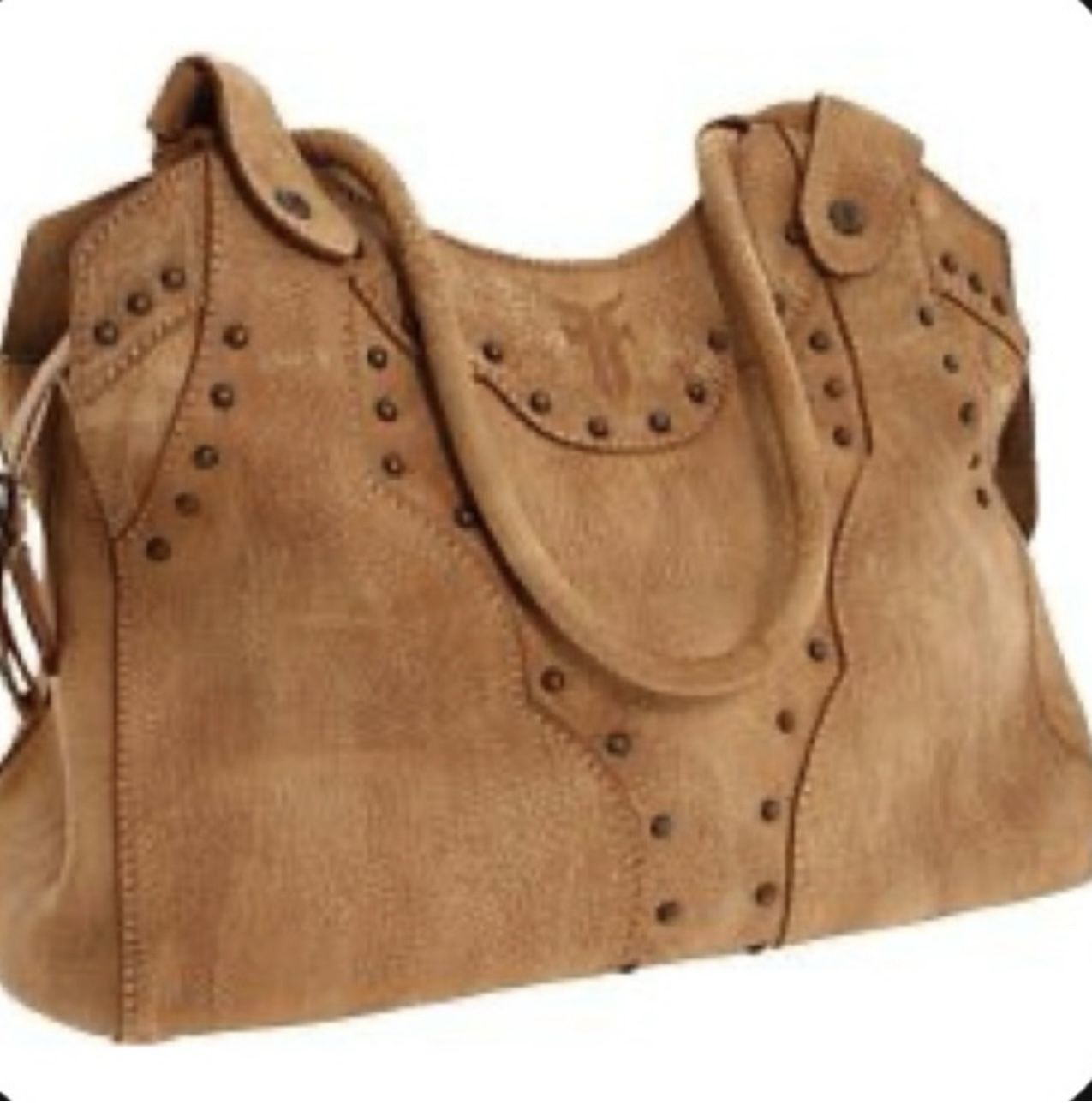 NEW FRYE all leather BEAUTIFUL bag. neutral camel color with studs. ❤️❤️❤️