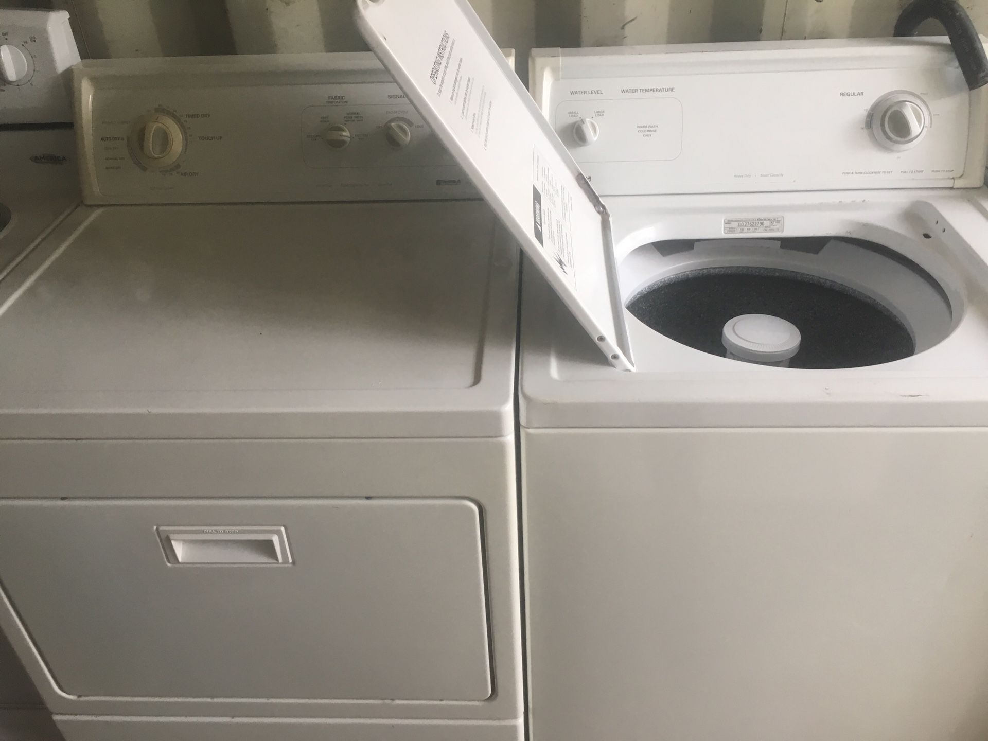KENMORE WASHER DRYER SET WORKS PERFECT 3 WEEK GUARENTEE