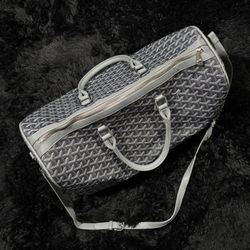 Grey and White Designer Travel Bag M