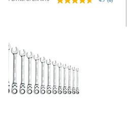 16 PIECE 72 TOOTH METRIC FLEXIBLE COMBINATION RATCHETING WRENCH SET